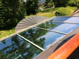 Close-up of a skylight cleaned by Sun Services, Inc.